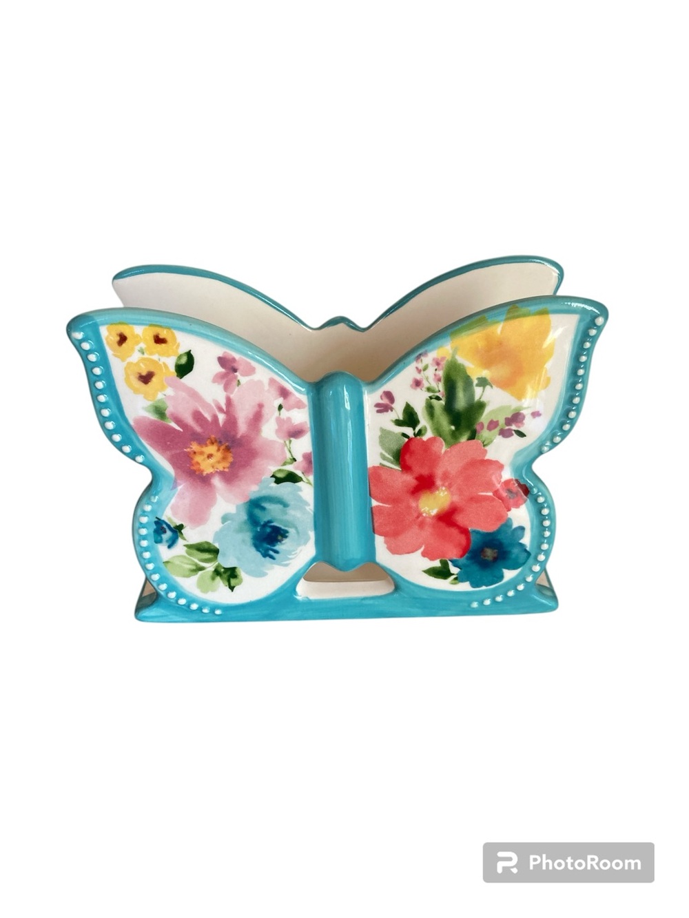 The Pioneer Woman Aqua Butterfly Napkin Holder in Breezy Blossoms